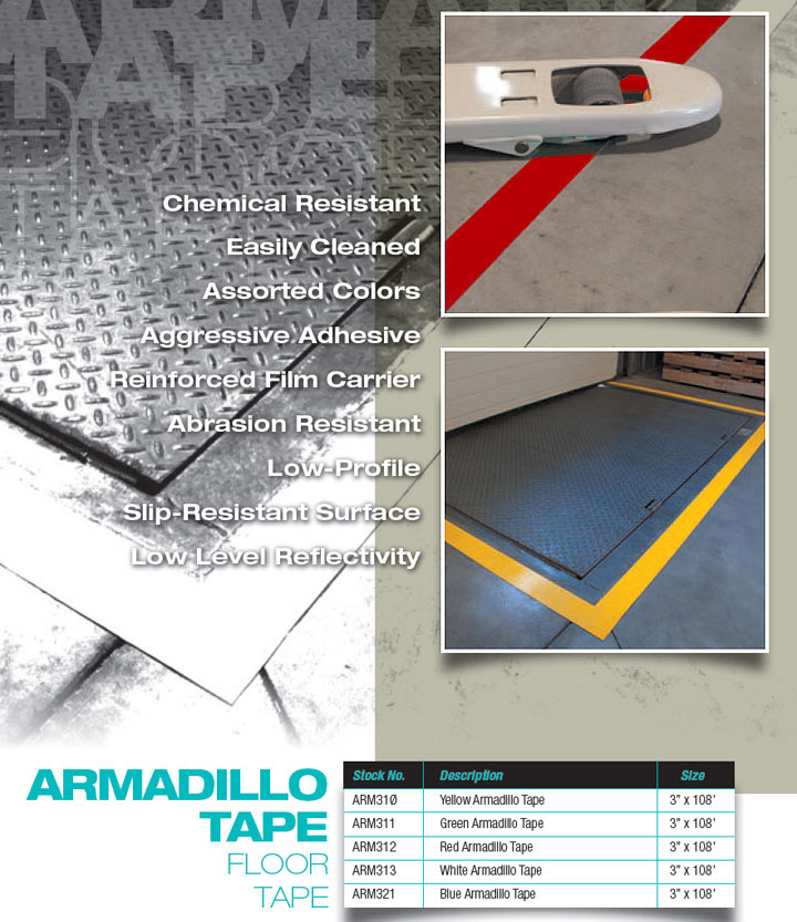 Armadillo Red Emergency Fire Lane Floor Tape for Industrial Distribution Centers 