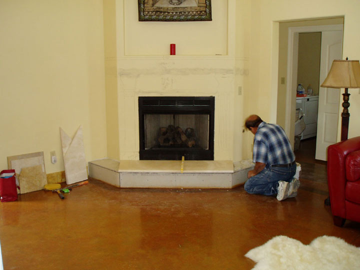 Limestone granite fireplace hearth