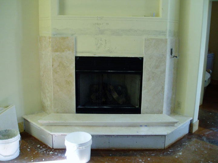 Limestone granite fireplace hearth