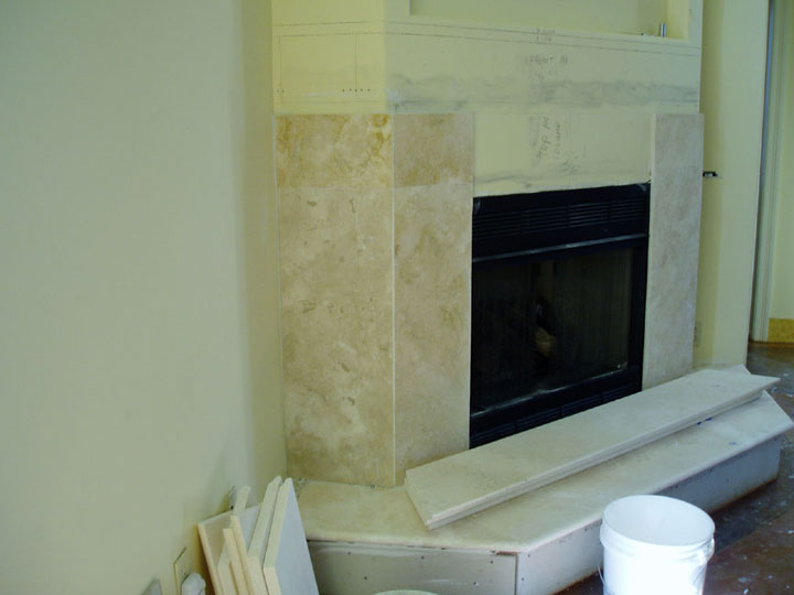 Granite Or Slate Fireplace Surround, How To Install A Limestone Fireplace Surround