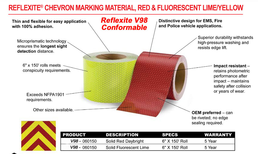 1 Inch - V92 Oralite 6/6 DOT Tape Rolls - Reflective Inc. - DOT and School  Bus Tapes